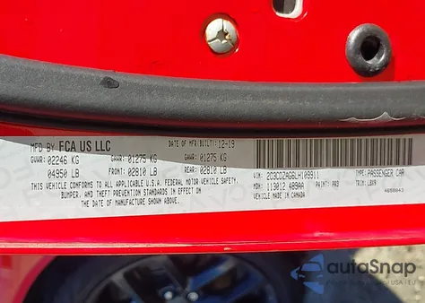 2020 Dodge Challenger Sxt из США, поврежденный, VIN 2C3CDZAG6LH109911